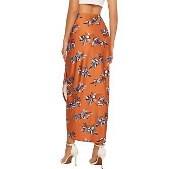 Casual Wrap Elastic High Waist Wrap Maxi Skirt M - Picture 4 of 7